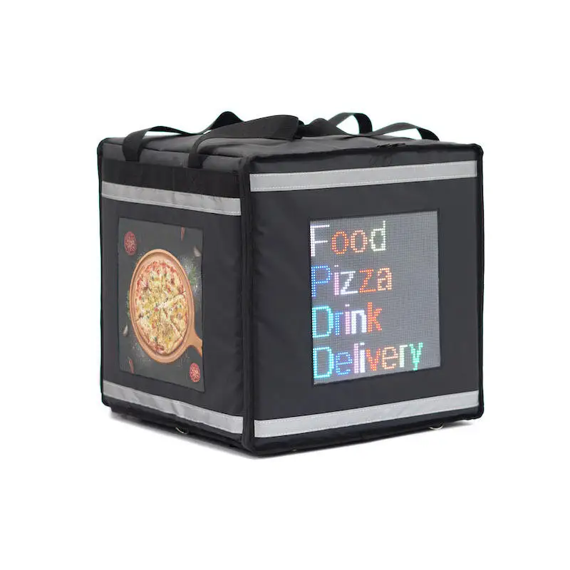 Large capacity Insulated Waterproof Pizza Thermo Bags Fast Food Delivery Bags led screen Food Delivery Bag For Motorcycle