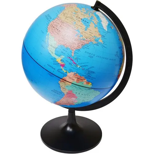POLITICAL GLOBE highlights country and state borders with less information about the Earths physical features.