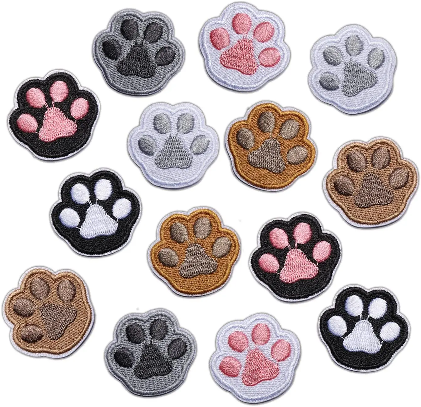 14Pcs Cute Paw Print Patches for Clothing Iron on/Sew on Embroidery Applique Patches