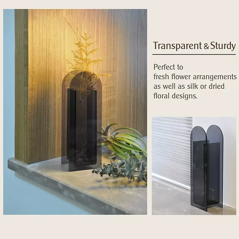 Acrylic Vase Wedding Centerpieces Home Decoration Arch Shape Vase Modern Design Artwork Support Decorative Flower Vase 20 Pieces