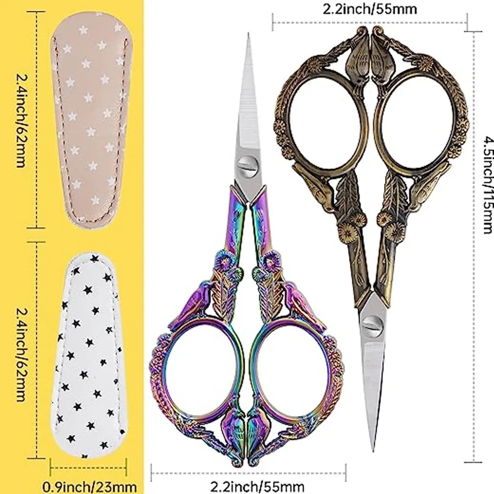 Professional Stainless Steel Sewing Tailor Scissors For Fabric Cloth Small Embroidery Scissors With Cover -cute (Bronze)
