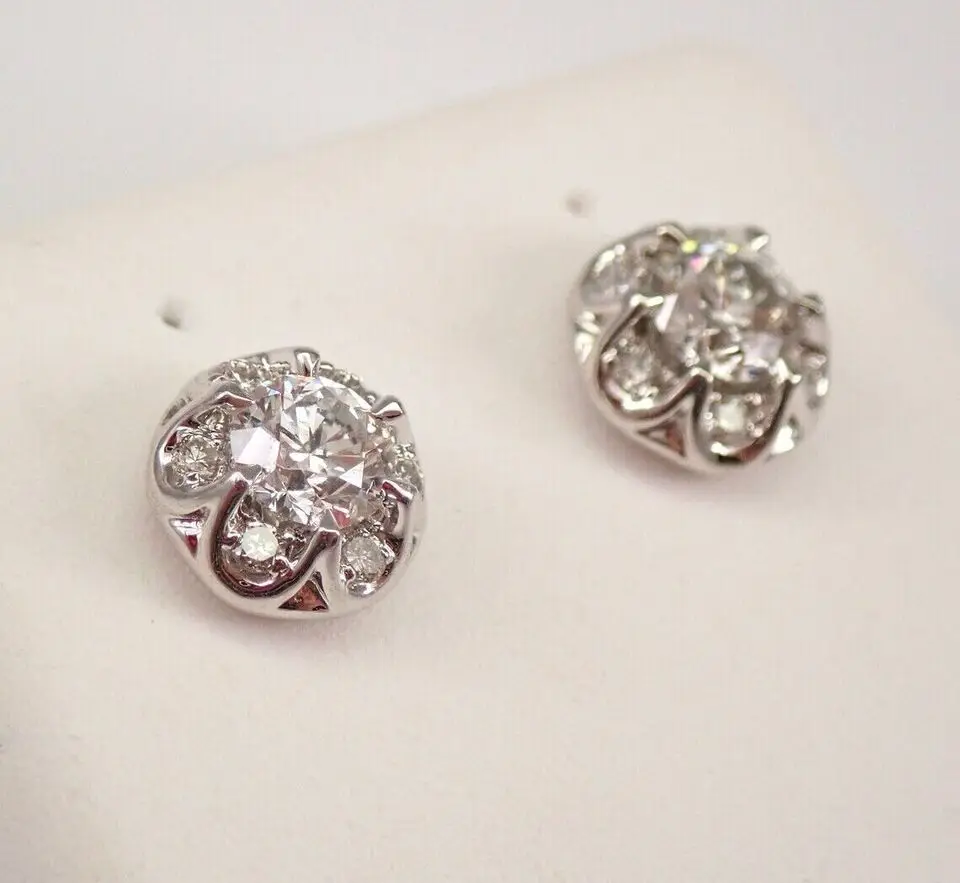 1.40 Ct Round Cut Cubic Zirconia Diamond Womens Hoop Earrings 14K Yellow Gold Plated