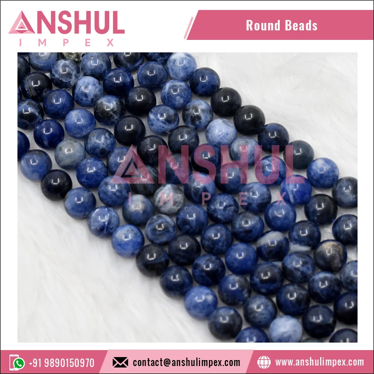 AAA Quality Natural Sodalite Gemstone 10mm Round Plain Loose Stone Beads Strands Beads at Bulk Market Price