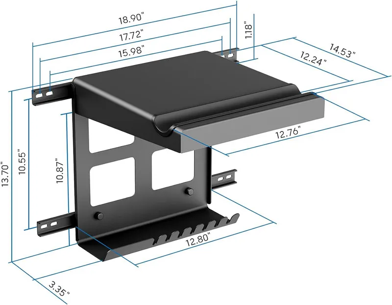 Wall Bike Storage and Display Rack Mount System with Open Shelf and Gear Hooks Supports Bikes Up to 33lbs.