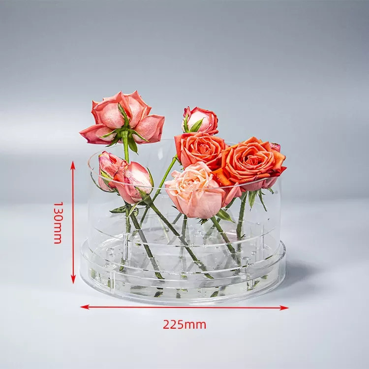 Home Decor Round Acrylic Vase Customized Wedding Flower Vase Acrylic Modern Design Acrylic Flower Box
