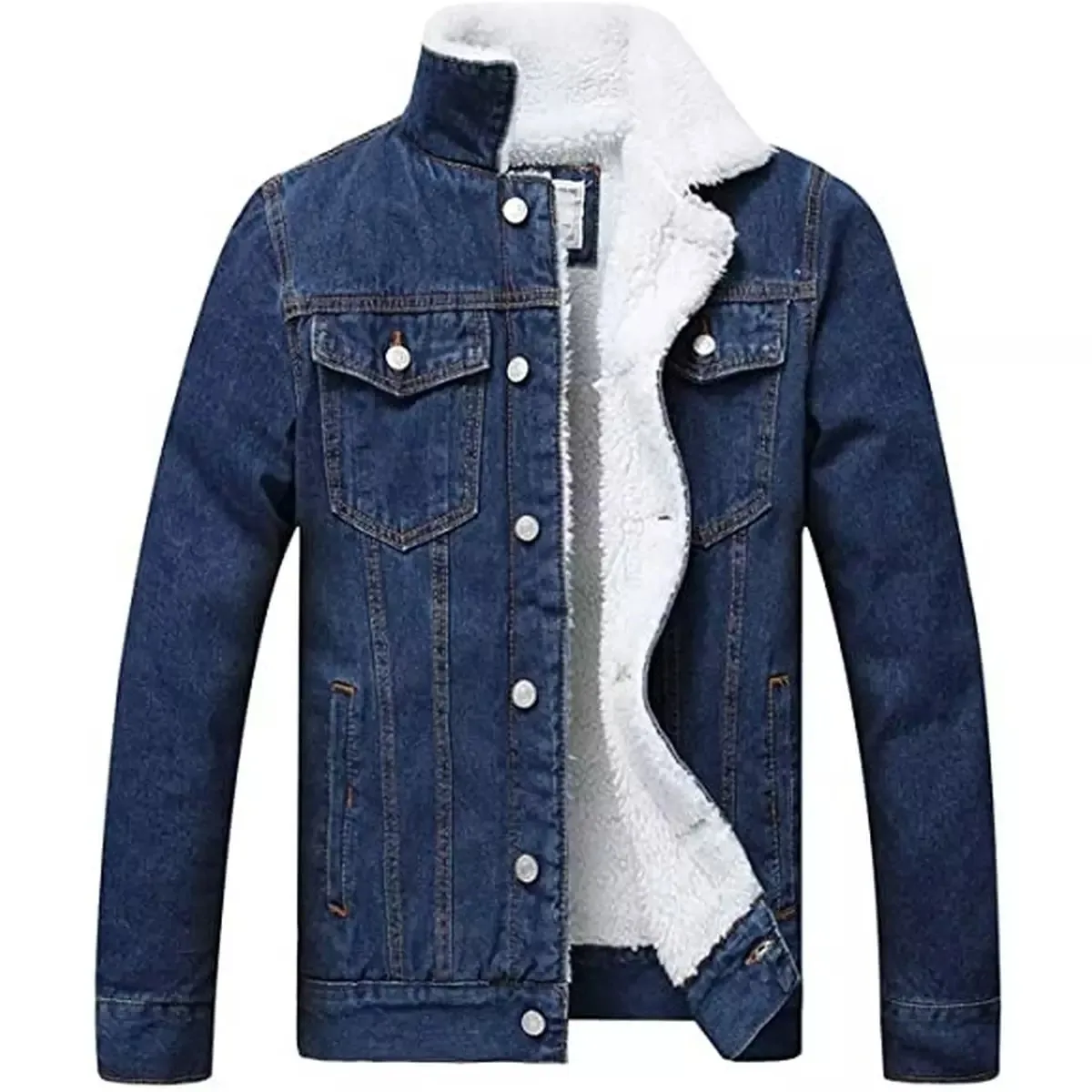 Custom Men Winter Embroidery Patches Denim Jacket Casual Warm  Punk Jeans Coat Outwear