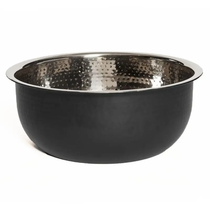 Dual Tone Large Metal Pedicure Bowls Shinny Inside Black outside Designer Pedicure Hammered Bowls Stainless Steel Pedicure tub