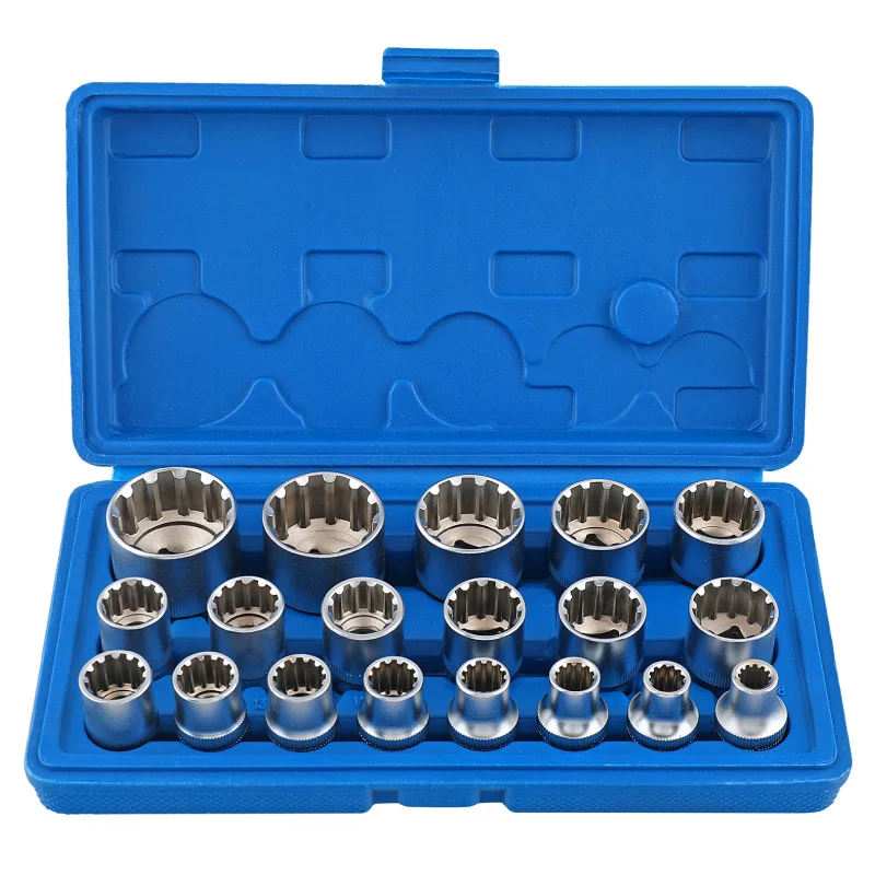 High Quality Crv Material Matt Finish 19pc Hand Tools 1/2 Gear Lock Socket Set FOR PORSCHE VEHICLES