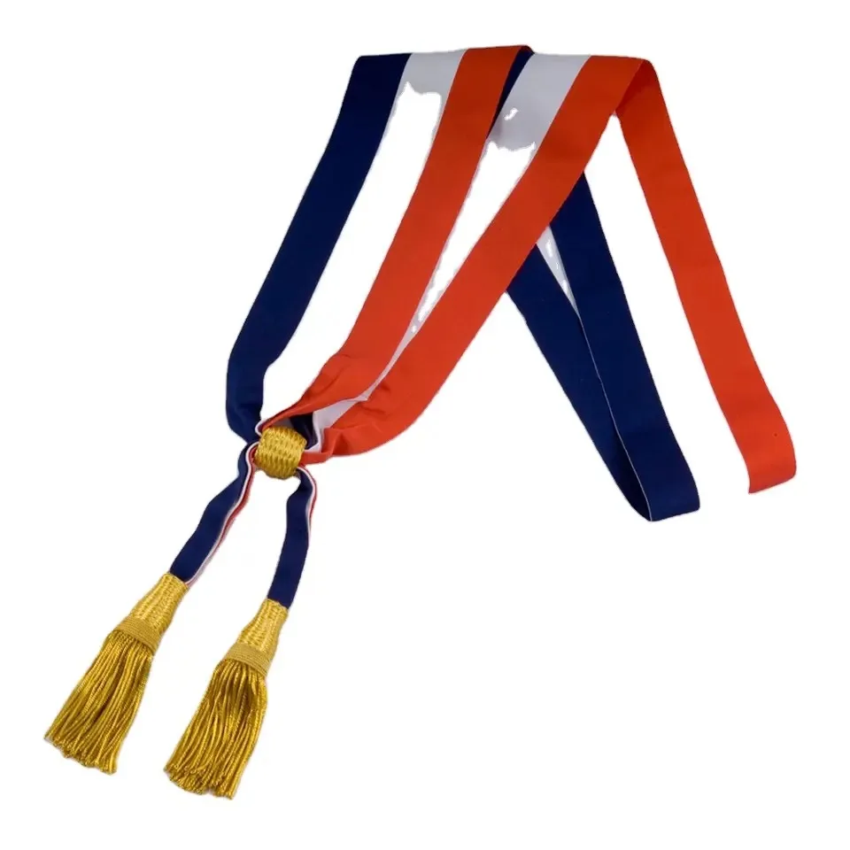 custom  waist belt Sash with metallic tassel and brass fittings wholesale waist Sashes red Crimson gold