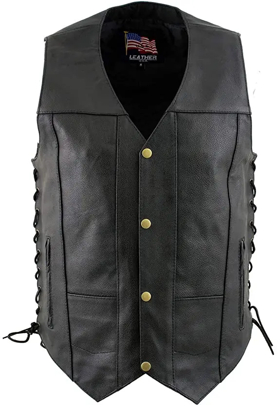 Wholesale Motorcycle Fashion Vest Jacket/Leather Biker Black Leather Vest-Classic Waist Coat top quality men leather vest