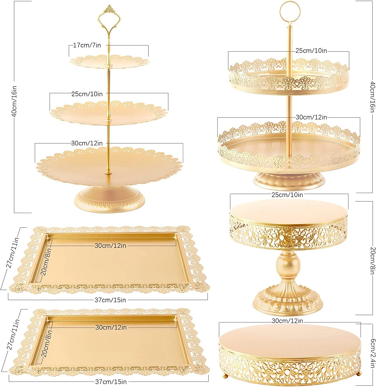 Golden Cake Stand Wedding Props Dessert Table Ornaments Dessert Shop Dessert Cake Stand Combination party wedding decorative