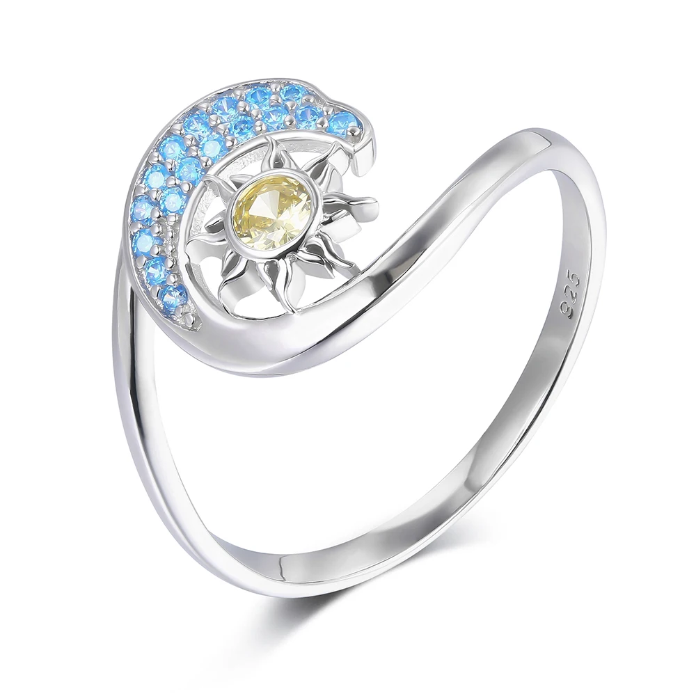 Hot sale Dolphin Sun Fashion zircon Ring 925 Sterling Silver for Men and Women