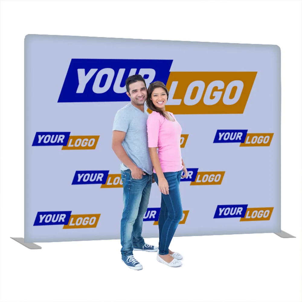 Custom Tension Media Wall Display Act Fast Show Stand Slim Banner Straight Step and Repeat Backdrop for Media Events