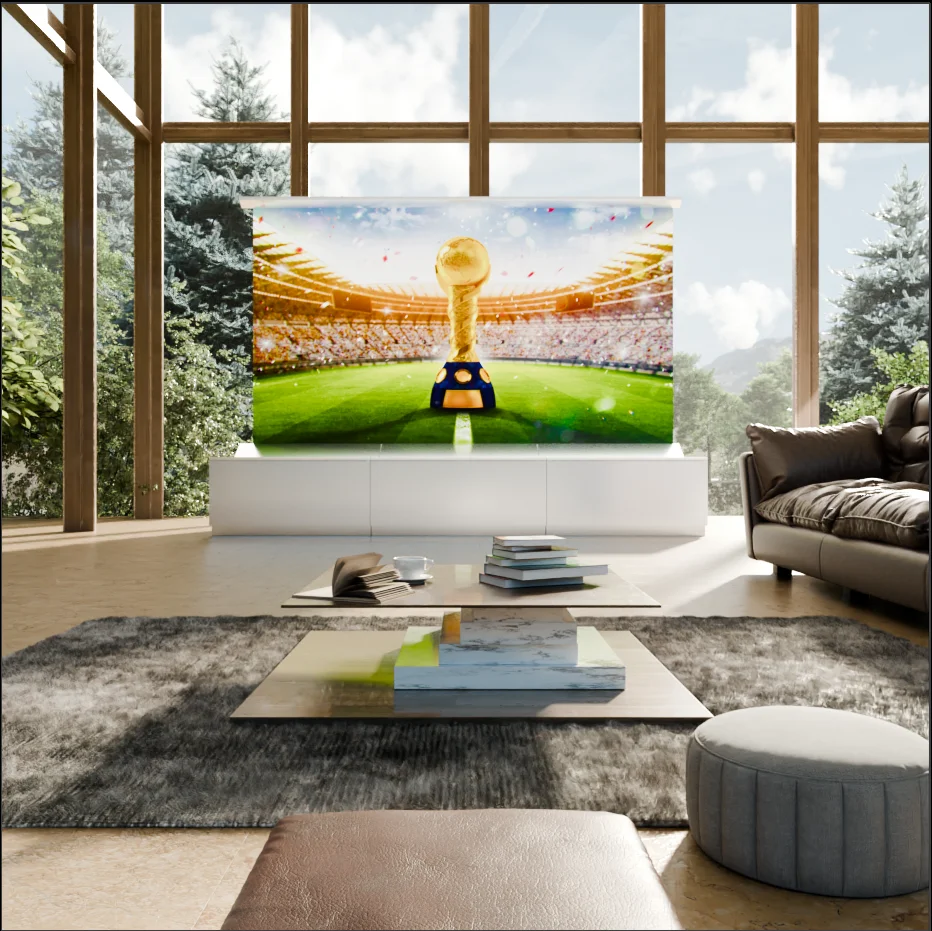 PerfecTisan motorised laser TV cabinet for ultra short projector integrated cabinet home cinema theatre cabinets white