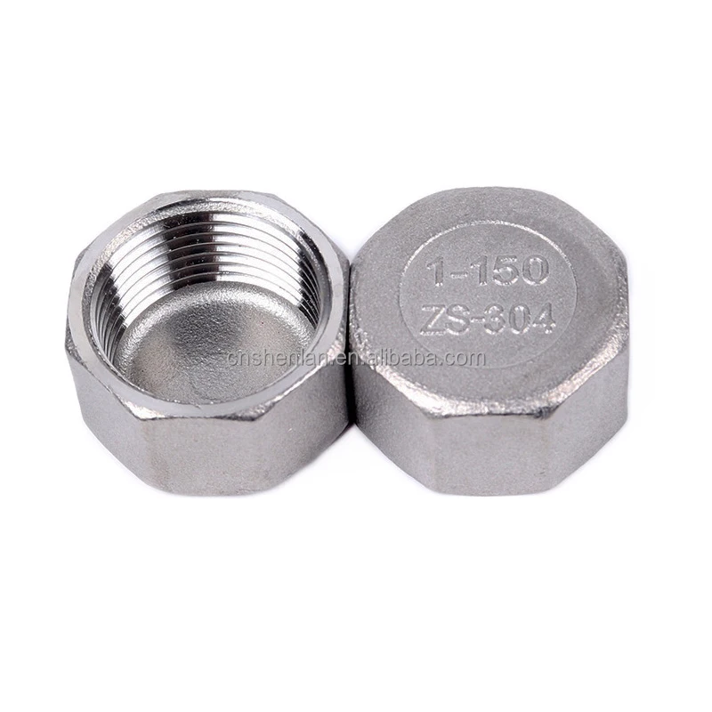 SS304 Pipe Fitting 1/2 inch 3/4 inch BSP Female Thread Stainless Steel Hex Cap For Plumbing