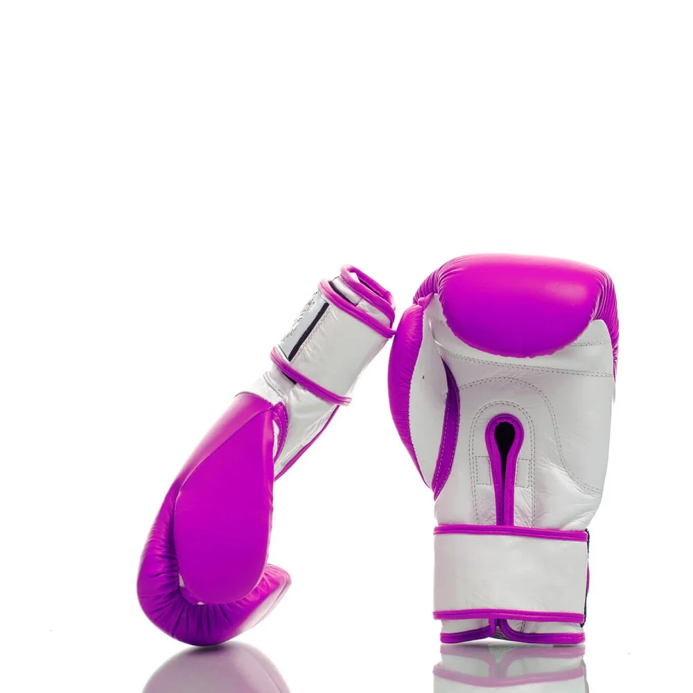 White Purple Womens Boxing Gloves, Hot Sale Leather Kickboxing Gloves & Training Gloves For Beginners