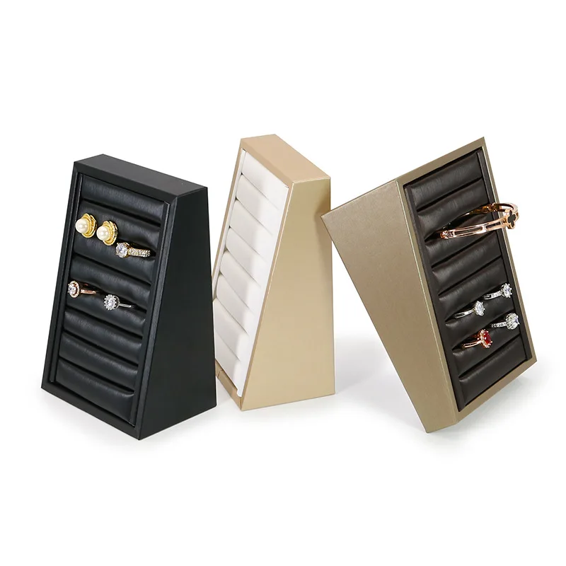 Suede Wooden Stackable Ladder Custom LOGO Paint Store Jewelry Display Ring Bracelet Holder