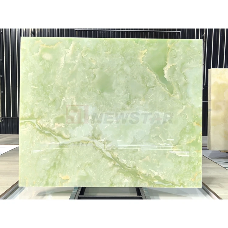 Newstar Natural Green Onyx Stone Floor Slab Marble Light Green Onyx Marble Slab for Interior Wall