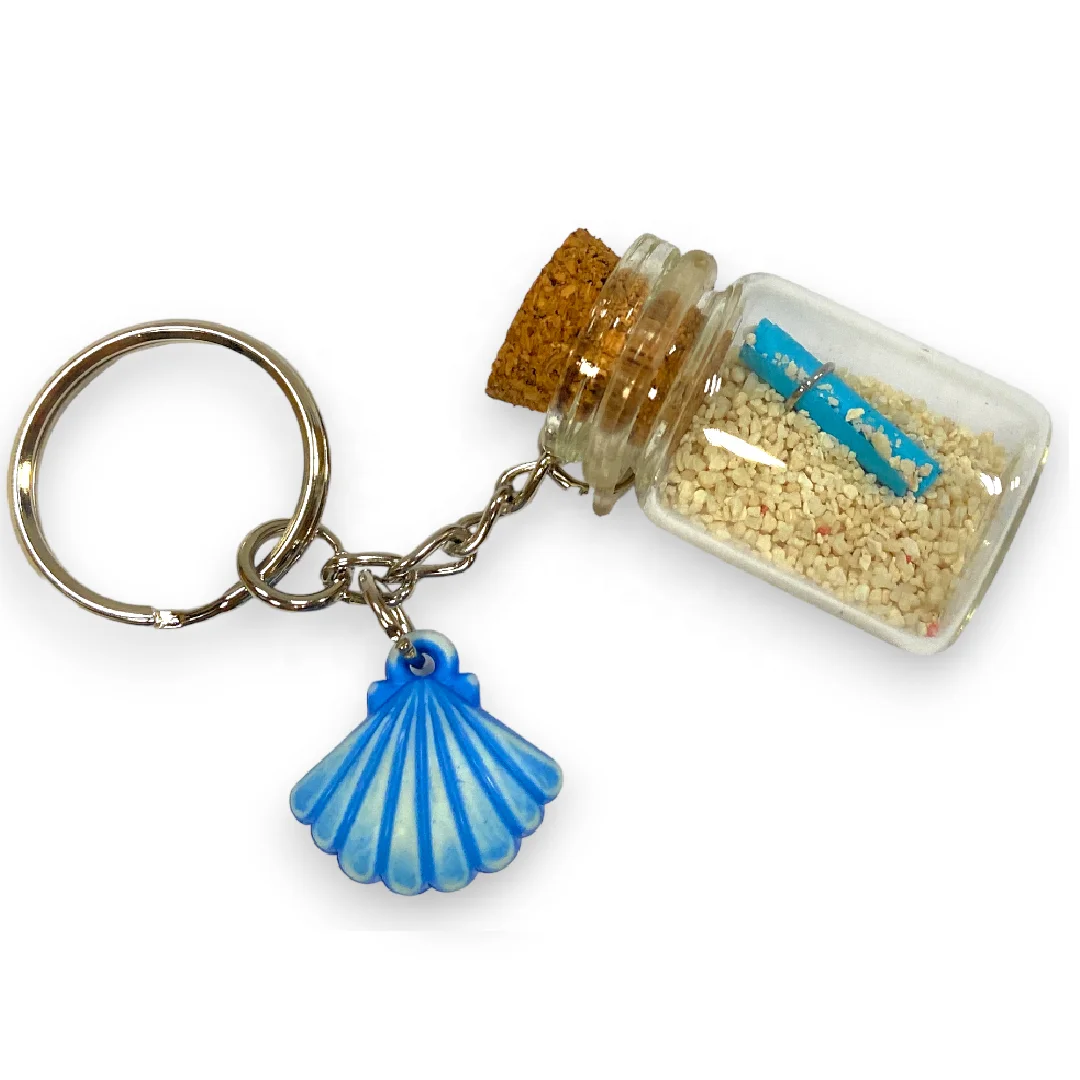 Souvenir Giveaways Bottle Sand Keychain with Neon Colored Sand Bag Pack School Bag Keychain
