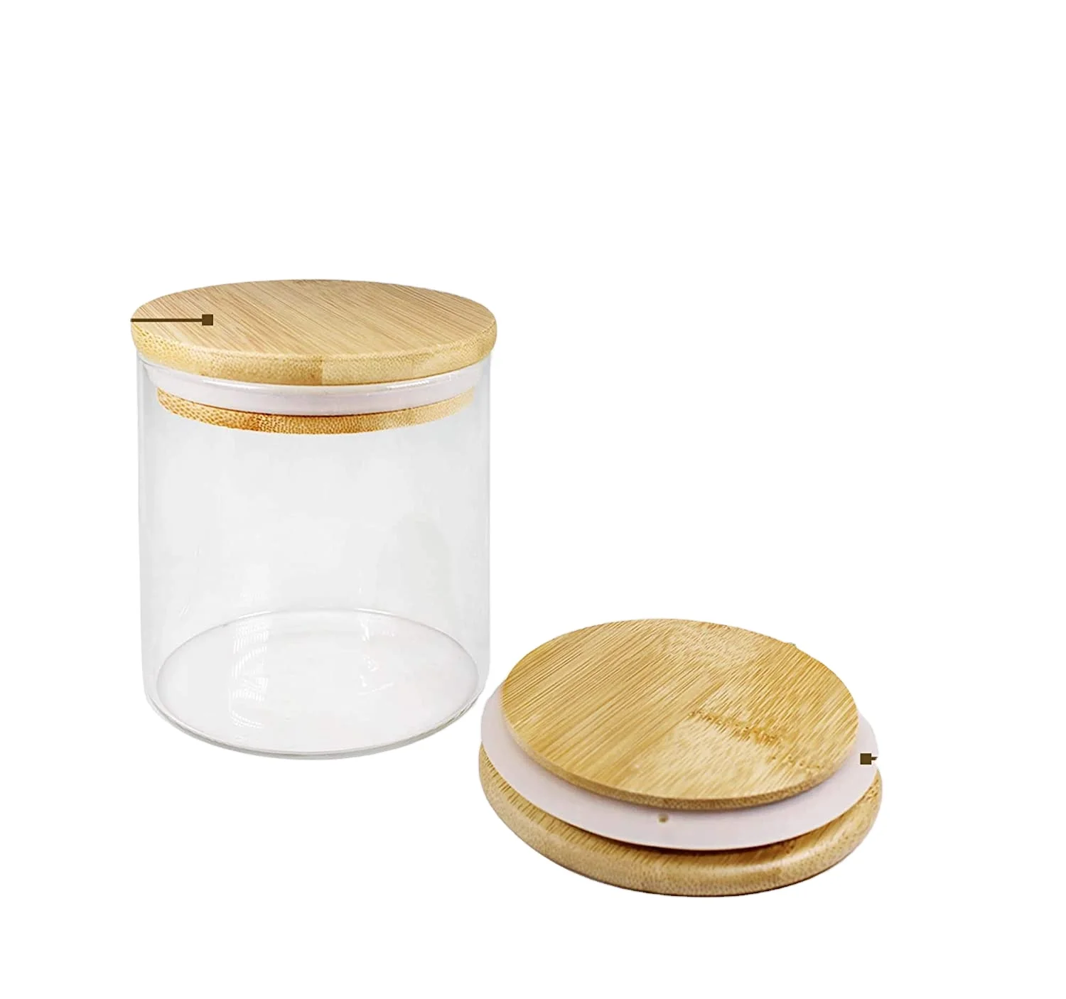 Safe In Microwavable Oven Eco Friendly Food Container Glass Jars  For Kitchen Storage With Bamboo Lids