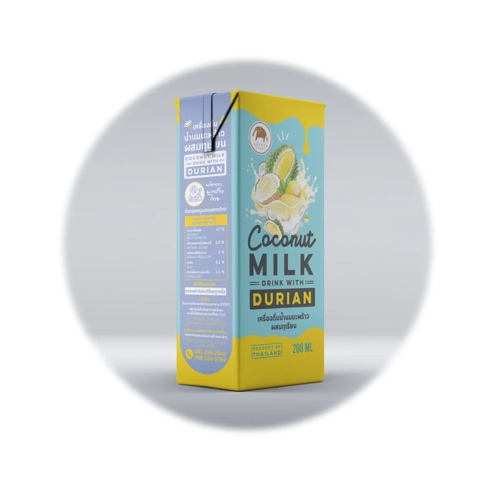 Coconut milk drink  , Coconut milk drink Durian flavor  , Coconut milk juice UHT 200 ml from Thailand