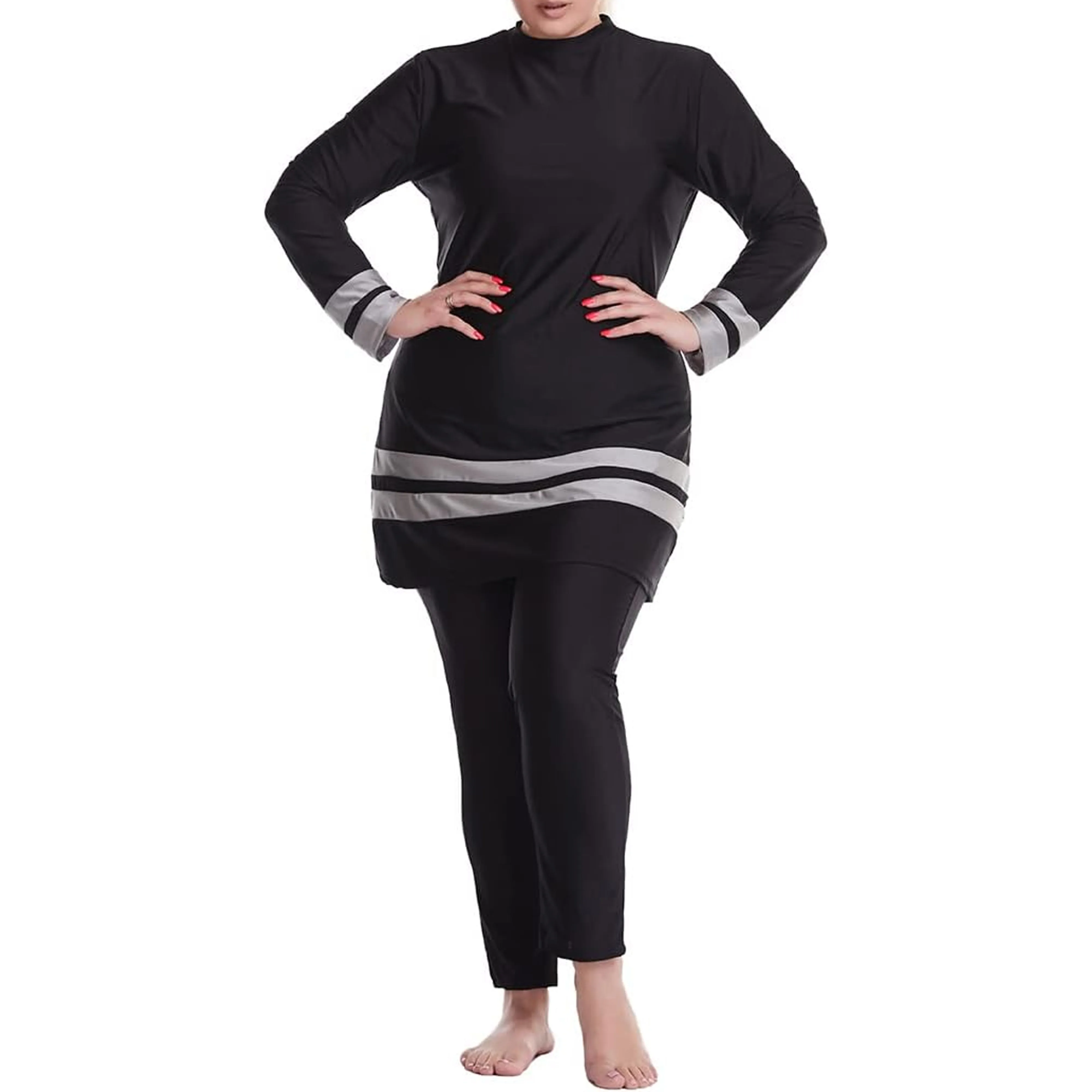 Customize Muslim Swimwear Islamic Women Modest Hijab Plus Size Wear Swimming Suit Full Coverage Female Swimsuit Dress For Girls