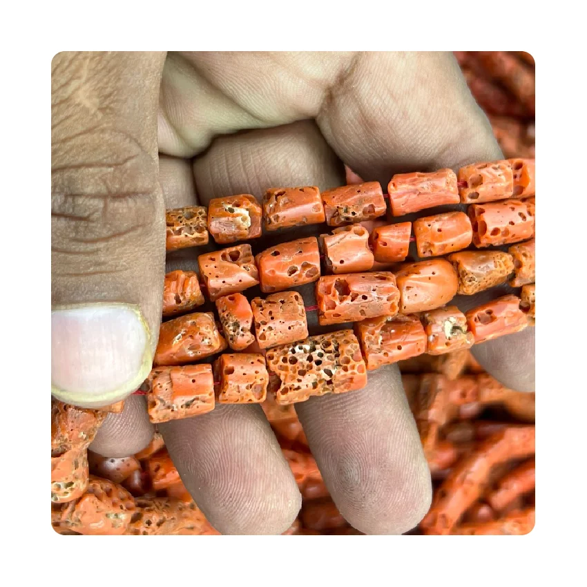 Factory Wholesale Natural Italian Coral Tube Old Looking Tube Shape Beads Size 10 to 15 Mm Long Approx 20 Inches Necklace