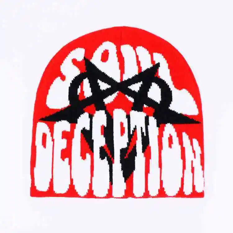 OEM Winter Streetwear Men Beanie Caps With Custom Logo Letter Knitted Acrylic Beanie Hats Double Layer Satin Lined Thick & Warm