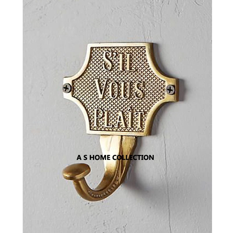 latest 2024 American Country brass flower design luxury Hook home golden Wall Decoration hangers