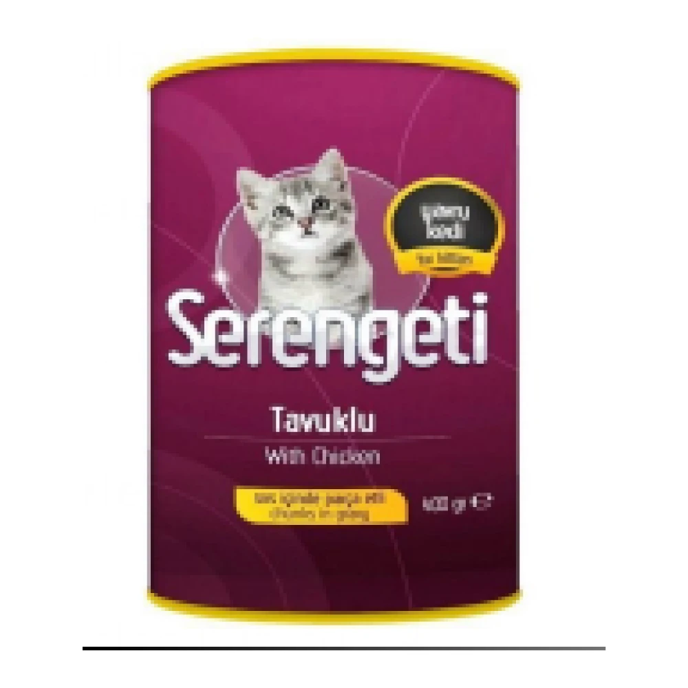 SERENGETI CANNED CAT FOOD WITH CHICKEN (KITTEN) 400 GR Top Selling Delicious Cat Food Nutrient With Chicken Food Burgundy Can