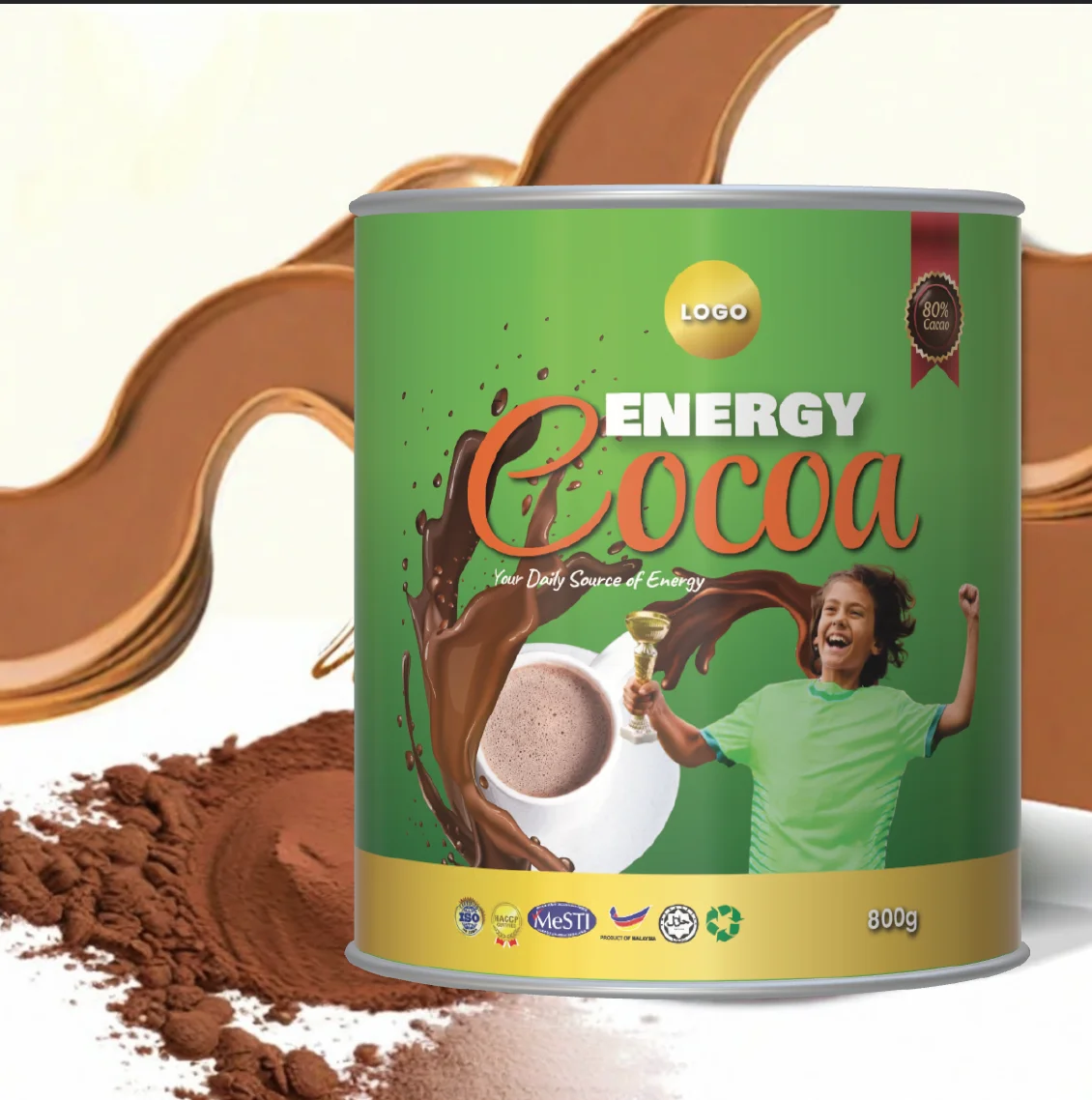 Premium Grade Private Label OEM 3 in 1 Malted Cocoa Powder Enriched Energy Cocoa For Family Breakfast HALAL certified