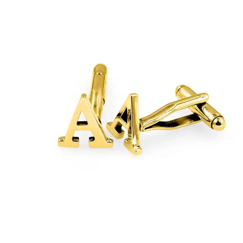 A letter Cufflinks Groomsmen Proposal Gold Plated Initial Cufflink Best Wedding Gift For Him