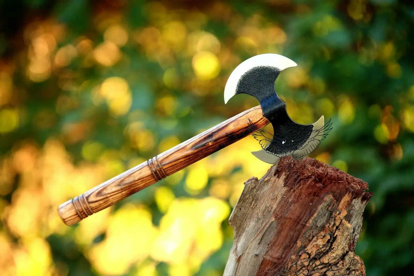 Hand Forged Double-Headed Viking Axe High Carbon Steel Master Damascus Maker for Outdoor Splitting Applications