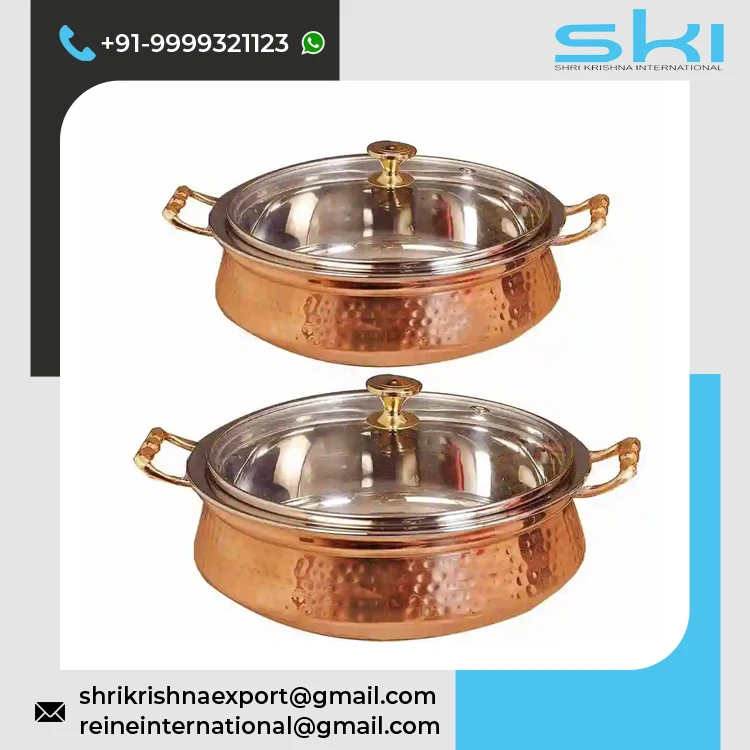 Traditional Design Style Serveware Stainless Steel Copper Tableware Serving Bowl Serving Pot Handi at Affordable Market Price