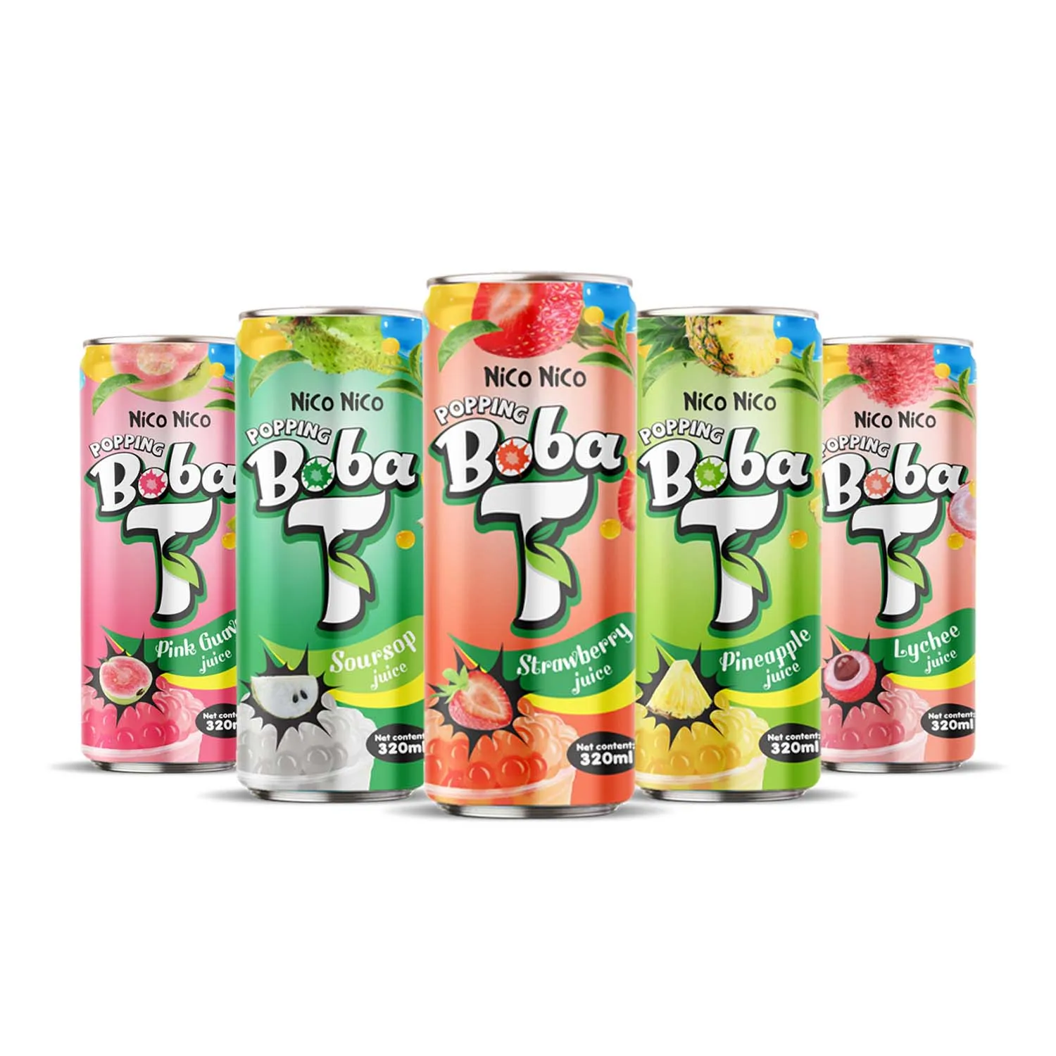 Nico фруктовый чай смесь Boba Pearl в банке 320 мл экзотические напитки вьетнамский производитель напитков Халяль BRCS сертификация HACCP
