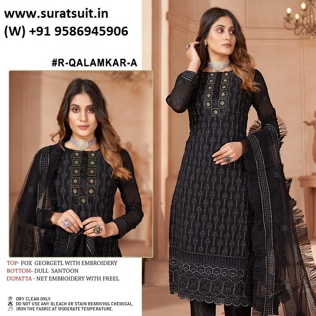 Indian Pakistani Georgette Embroidery Work Fancy Salwar Kameez Suit For Women Wedding Collection