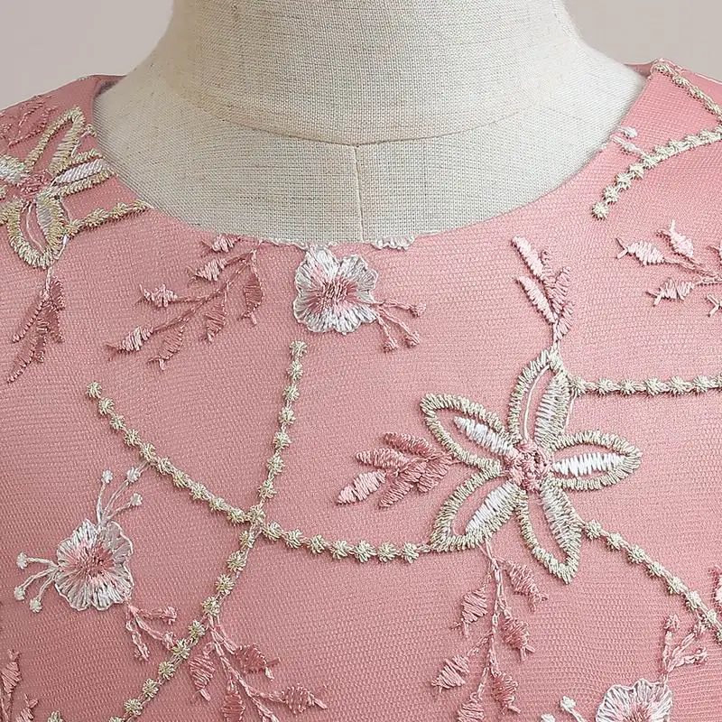 Wholesale Kids Long Gowns Baby Party Satin Flower Dress Wedding Birthday Dresses princess dress