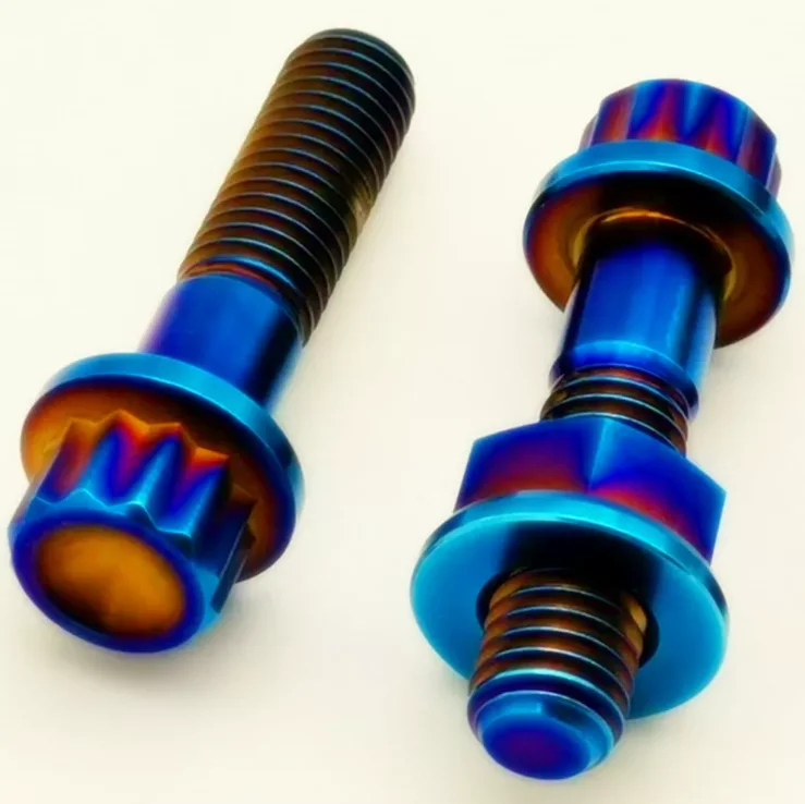 Split Rim Bolts Titanium 12 Point Flange Head Split Rim Bolt GR5 M7 M8 Titanium for BBS Bihexagon Flange Inch,metric Newfuture