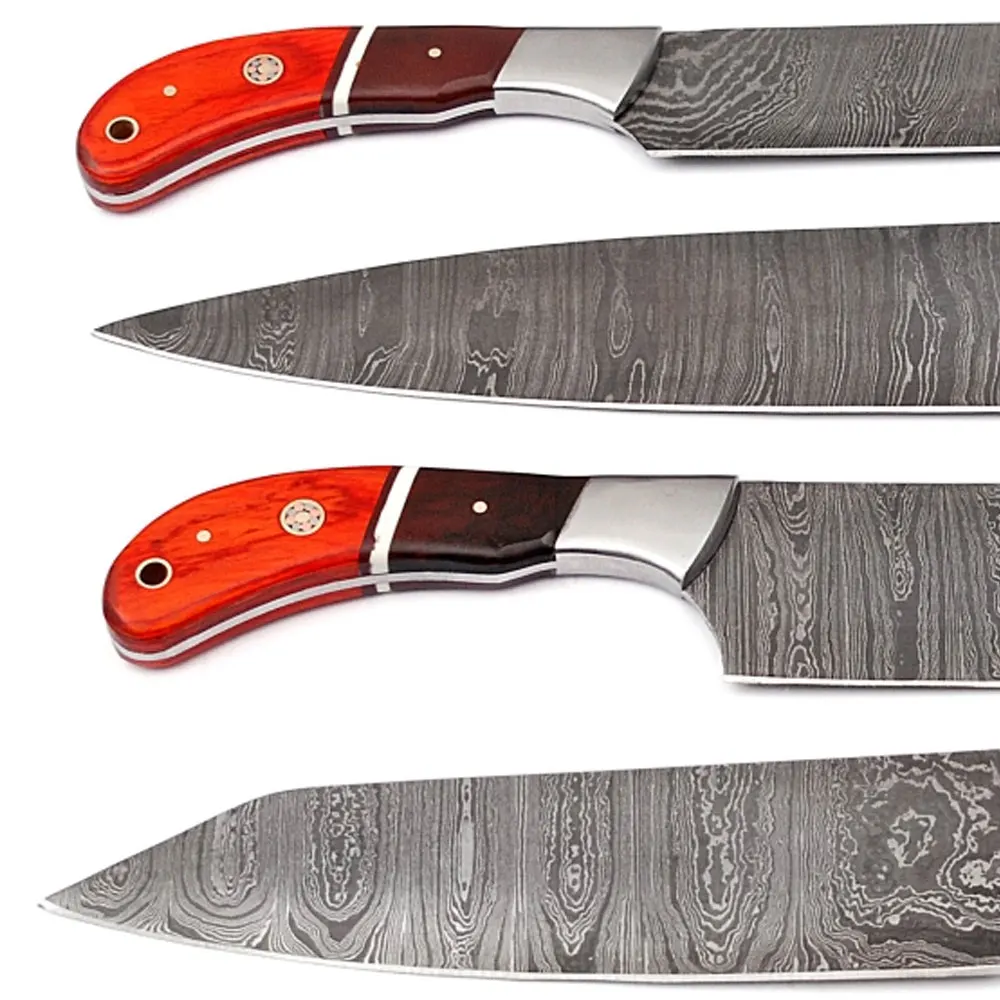 Best Quality Damascus Steel Kitchen Knife Sets For Chef / Pakistan Made Handmade Damascus Steel Chef Knives Set