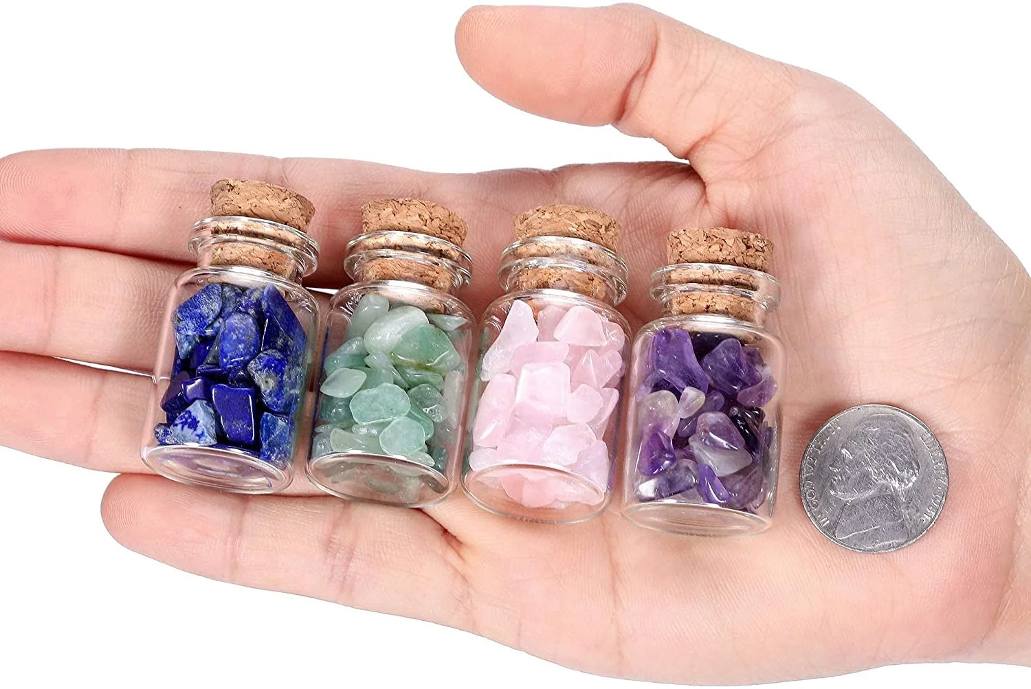 12 Pcs Gemstone Bottles Chip Crystal Healing Tumbled Gem Reiki Wicca Stones Set, Home Decorations, Chakra Healing Crystals, Witc