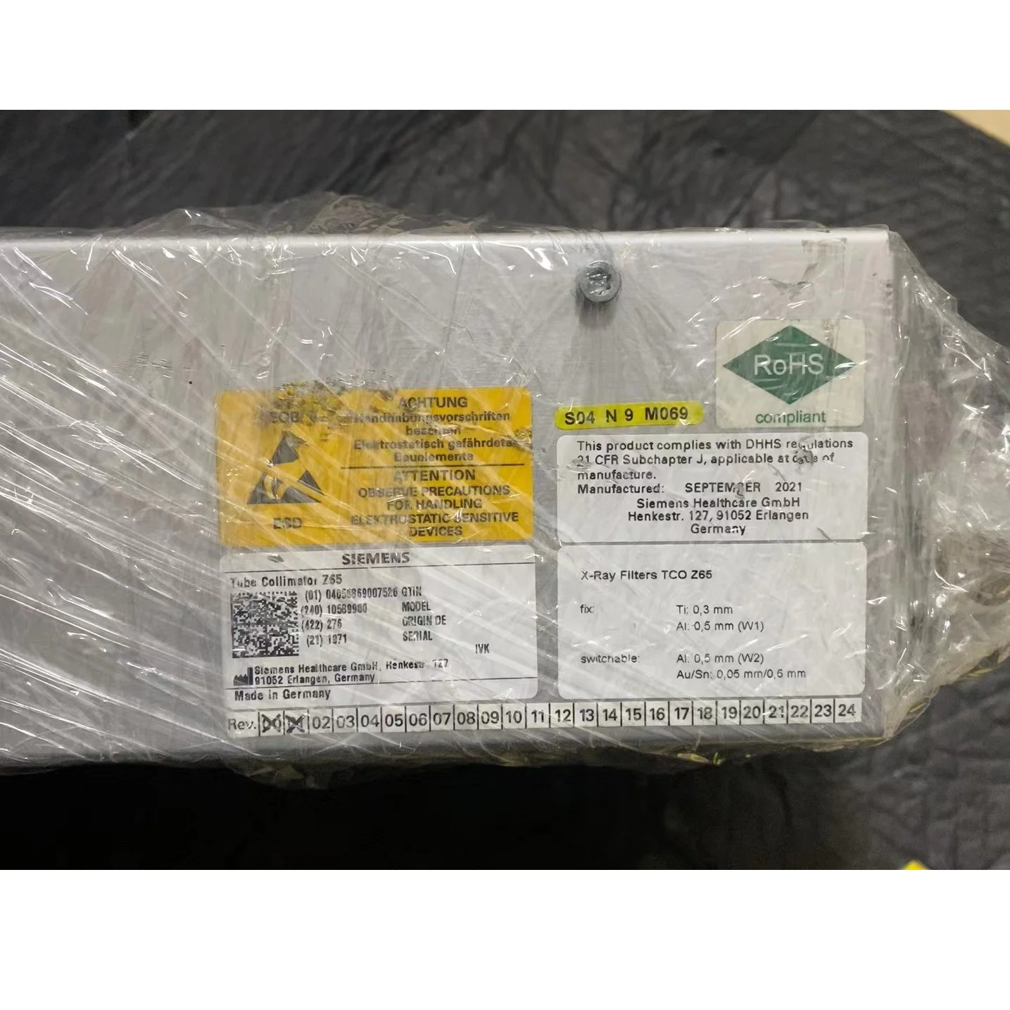 Siemens Tube Collimator Z65 / x-Ray Filter Tco Z65 (Pn: 10589900)