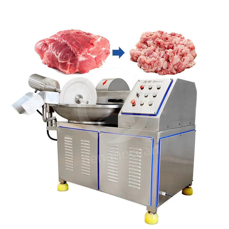 OCEAN Horizontal Heavy Duty 50l 500kg/H 6 Blades Automatic Emulsify Big Meat Bowl Cutter Machine for Sausage