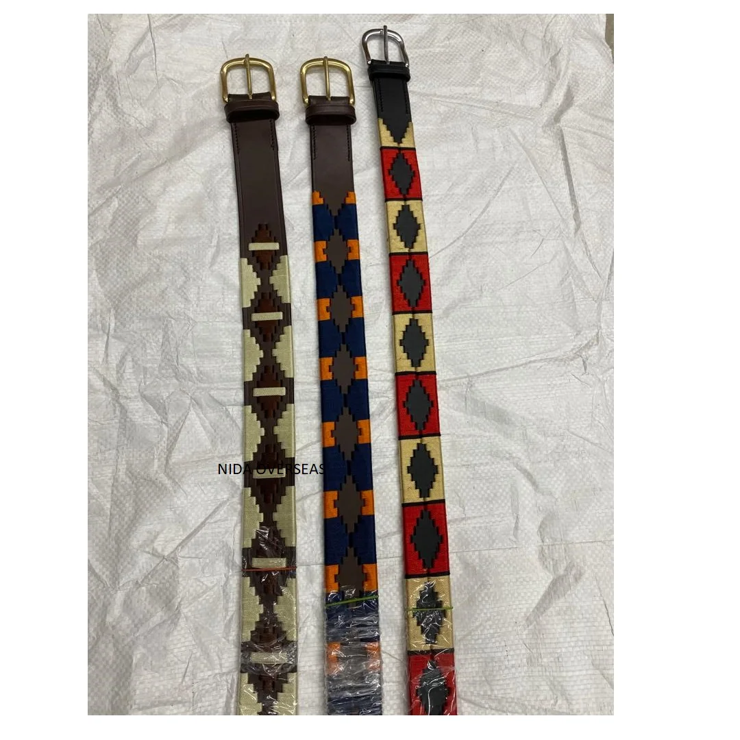 Customize Horse Rider Argentinian Leather Hand Stitched Polo Belt With Brass Buckle Equipment Men