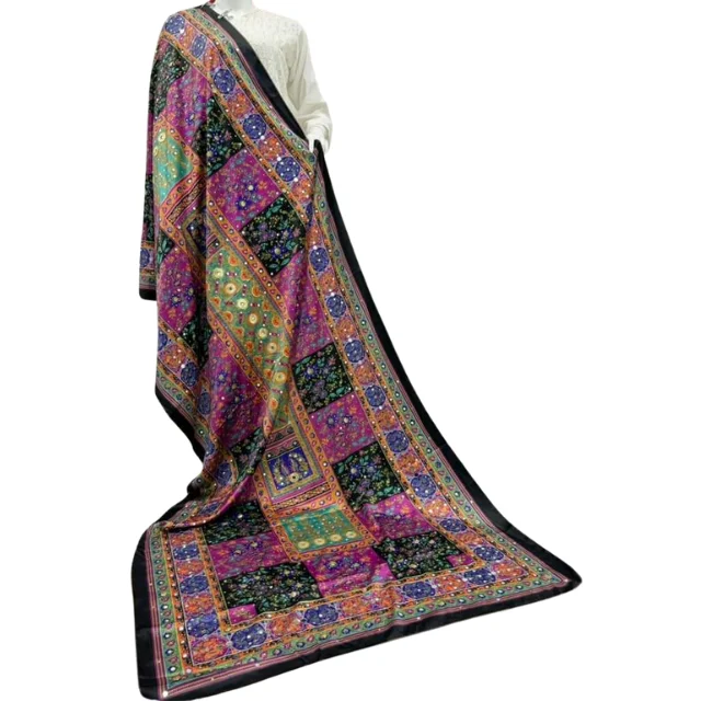 Beautiful Hand Embroidered Ethnic Clothing Indian Shawls Dupatta 2024 Multi Colored Fashion Wear Dupatta For Salwar Kameez Suit