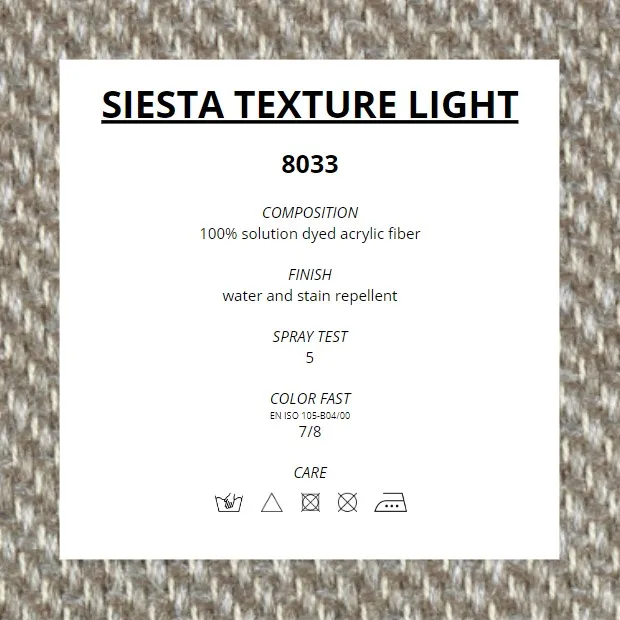 100% high quality solution dyed acrylic fabric for outdoor furnishing and garden decorations - Siesta texture light grey
