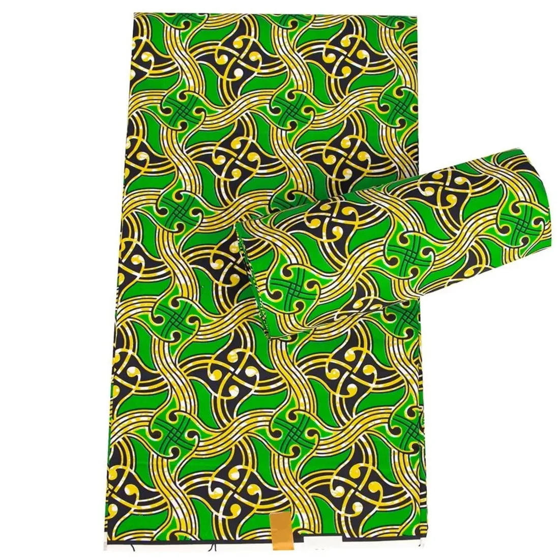 Green 100% Cotton Block Print Africa Wax Fabric Ankara Wax Prints Gold Super Fabric African Wax Print