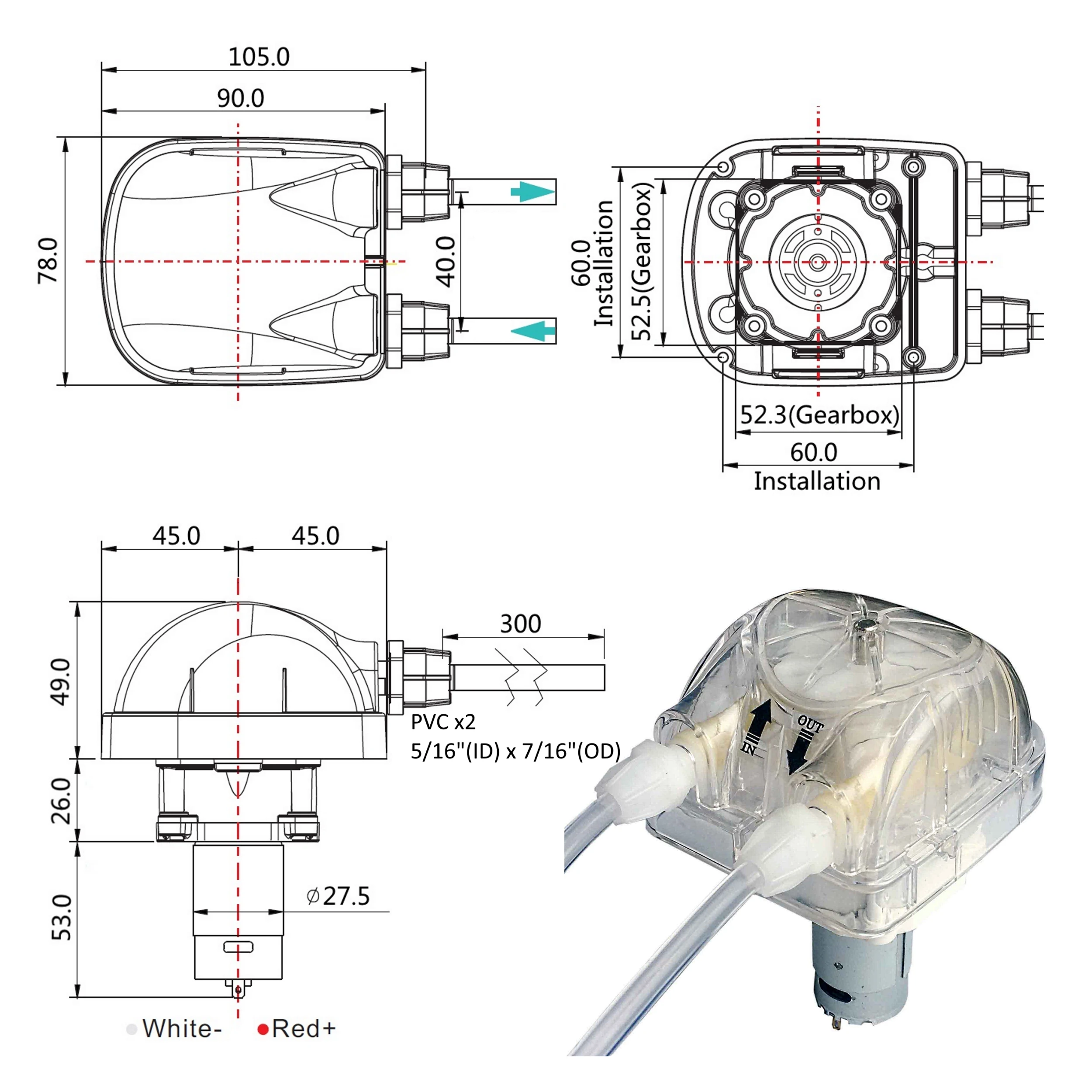 1500 мл/mim 3 катки peripump 24V перистальтический насос с Сменная головка насоса и Tygon E-LFL перистальтического трубки