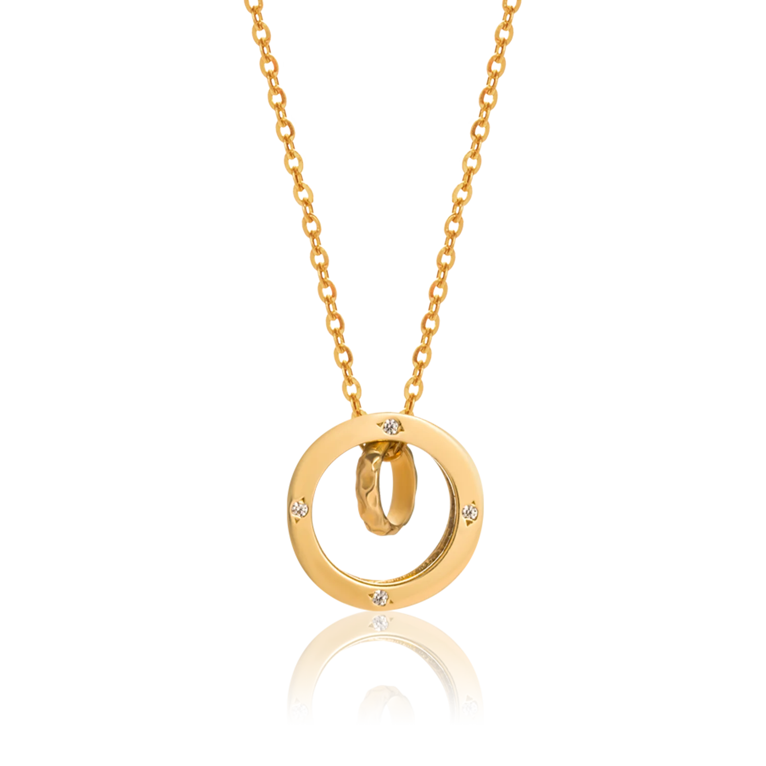 9K 10K 14K 18K Gold Custom Necklace Jewelry For Women Cartie Double Ring Pendant Wholesale Price HTJ DCMAMD131