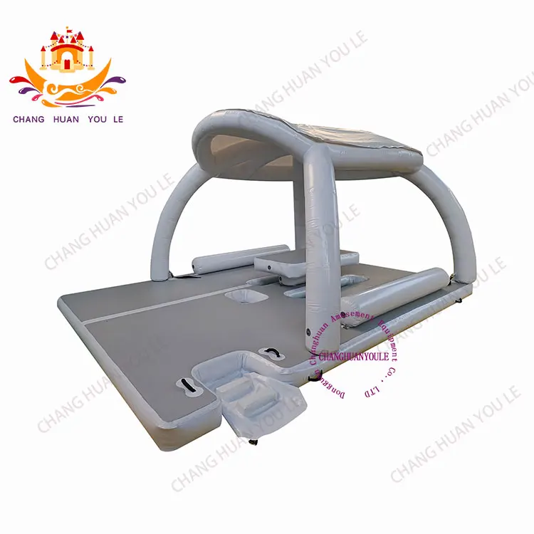 DWF Summer Water Inflatable Floating Island Dock Inflatable Floating Leisure Platform With Tent