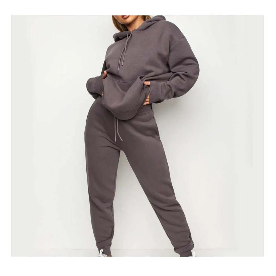 Custom Acid Wash Hoodie Sets 2 Piece Sets Jogging Suits For Women Custom Tracksuits Manufacturers